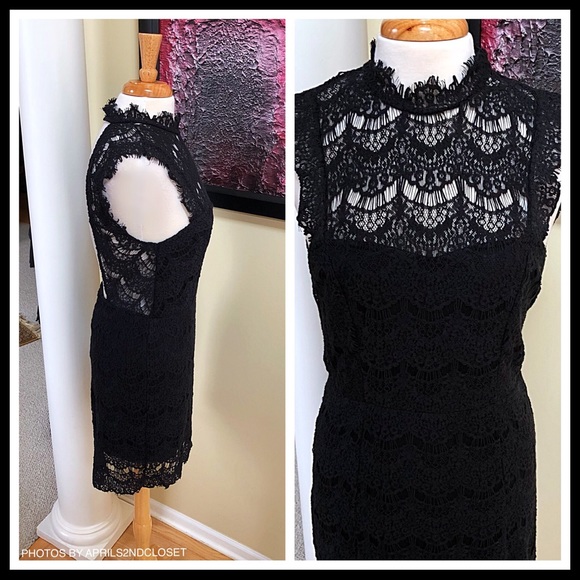FREE PEOPLE BLACK CROCHET LACE SLIP DRESS - Picture 3 of 8